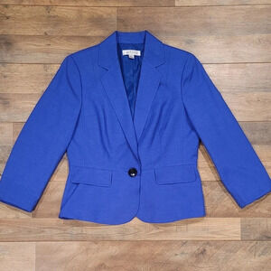 Kasper | Bright Blue Single Button Blazer